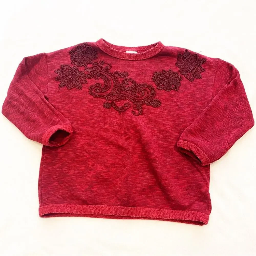Zara Kids Embroidered Sweatshirt sz 6 Red Zara Sweatshirt